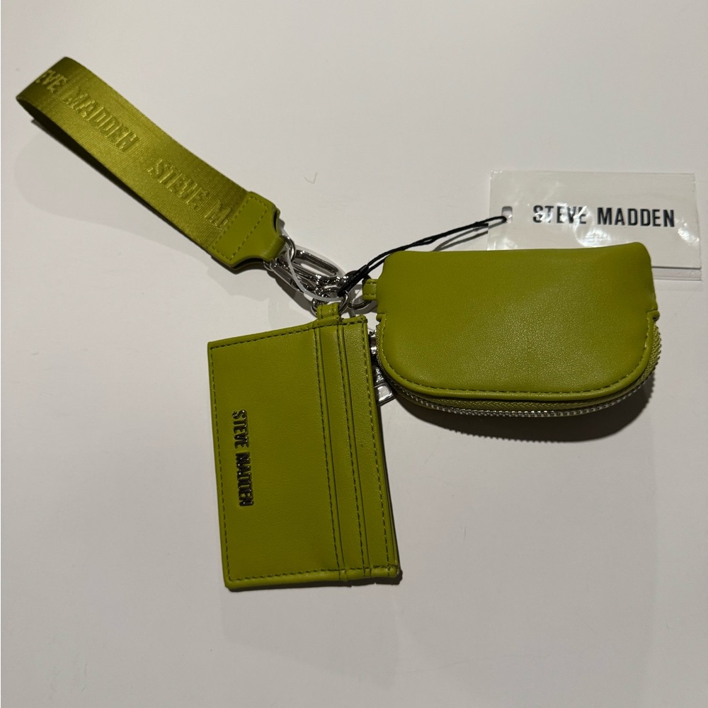 Steve Madden Chartreuse Wristlet and Cardholder Set